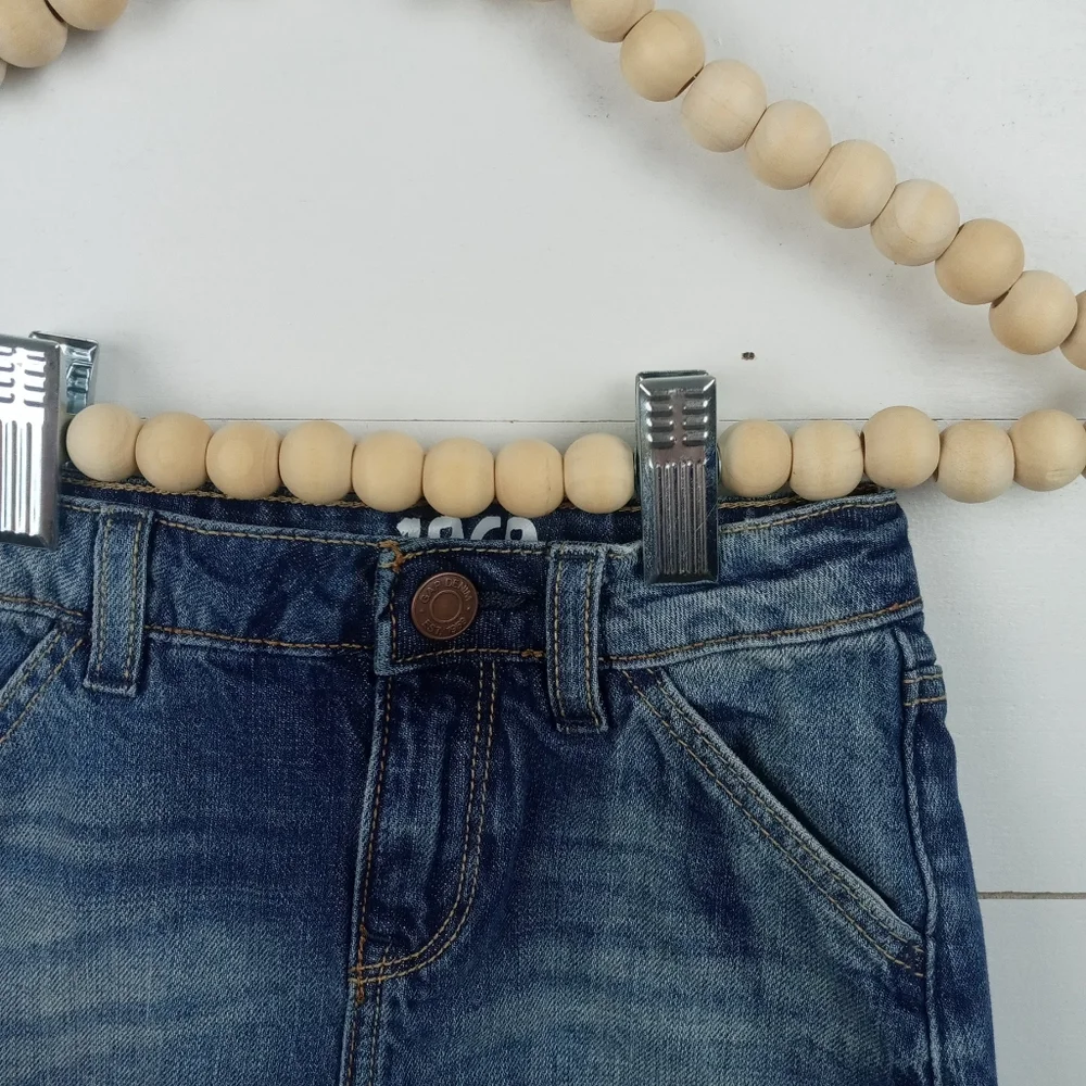 Baby Gap girls size 4 mini denim normal wash jean skirt slide snap with zipper